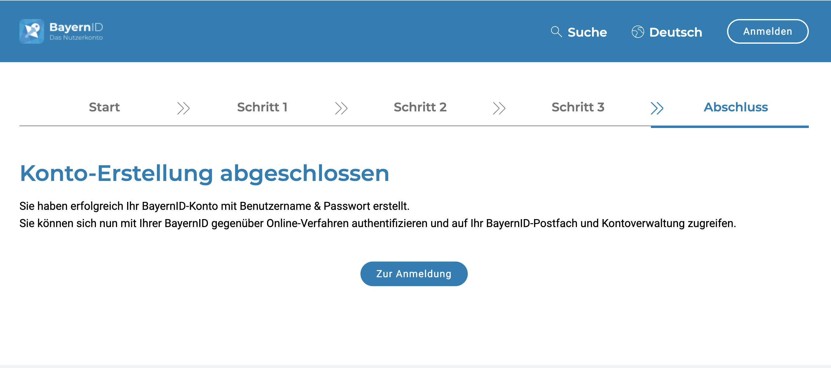Screenshot Abschluss Bayern-ID-Konto